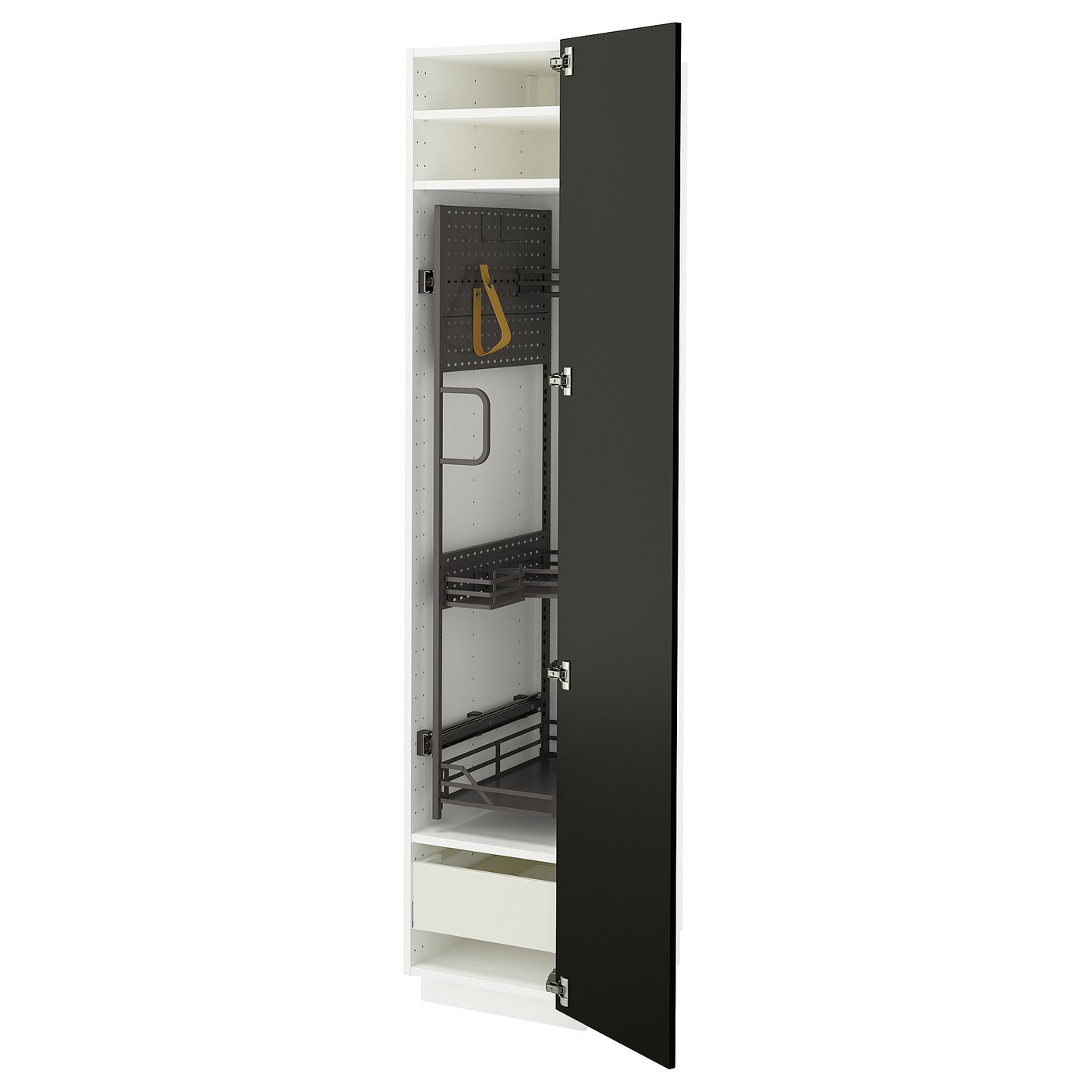 IKEA METOD / MAXIMERA Hochschrank mit Putzschrankeinr. weiß/Bodbyn schwarz 40x60x200 cm