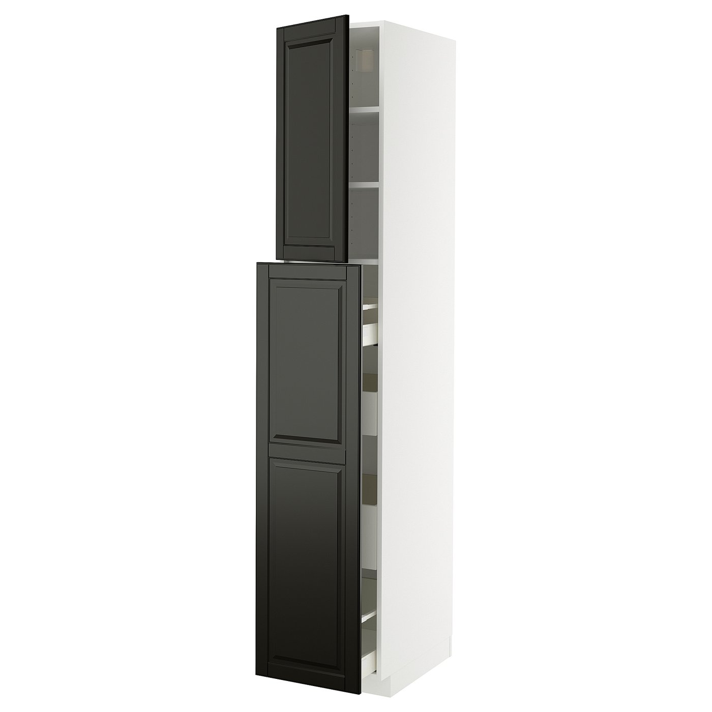 IKEA METOD / MAXIMERA Hos m Ausziehfu 4 Schub/1 Tü/2 Bö weiß/Bodbyn schwarz