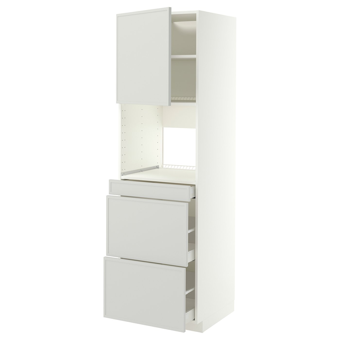 IKEA METOD / MAXIMERA HS f Kombimikro m Tür/3 Schub weiß/Aspudden hellgrau 60x60x200 cm