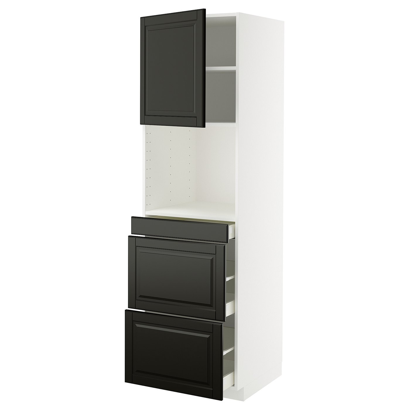 IKEA METOD / MAXIMERA HS f Kombimikro m Tür/3 Schub weiß/Bodbyn schwarz 60x60x200 cm