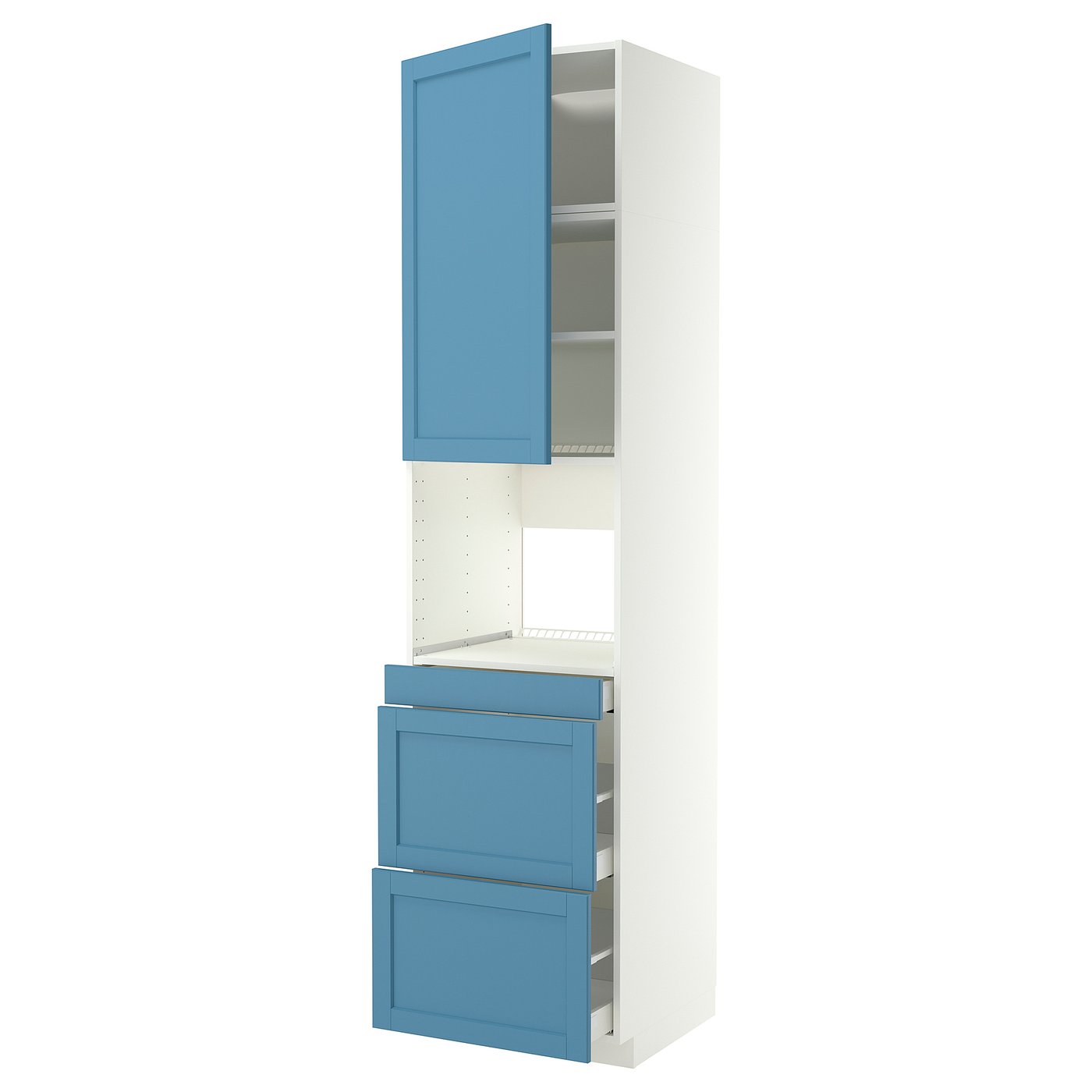 IKEA METOD / MAXIMERA HS f Kombimikro m Tür/3 Schub weiß/Lerhyttan blau 60x60x240 cm