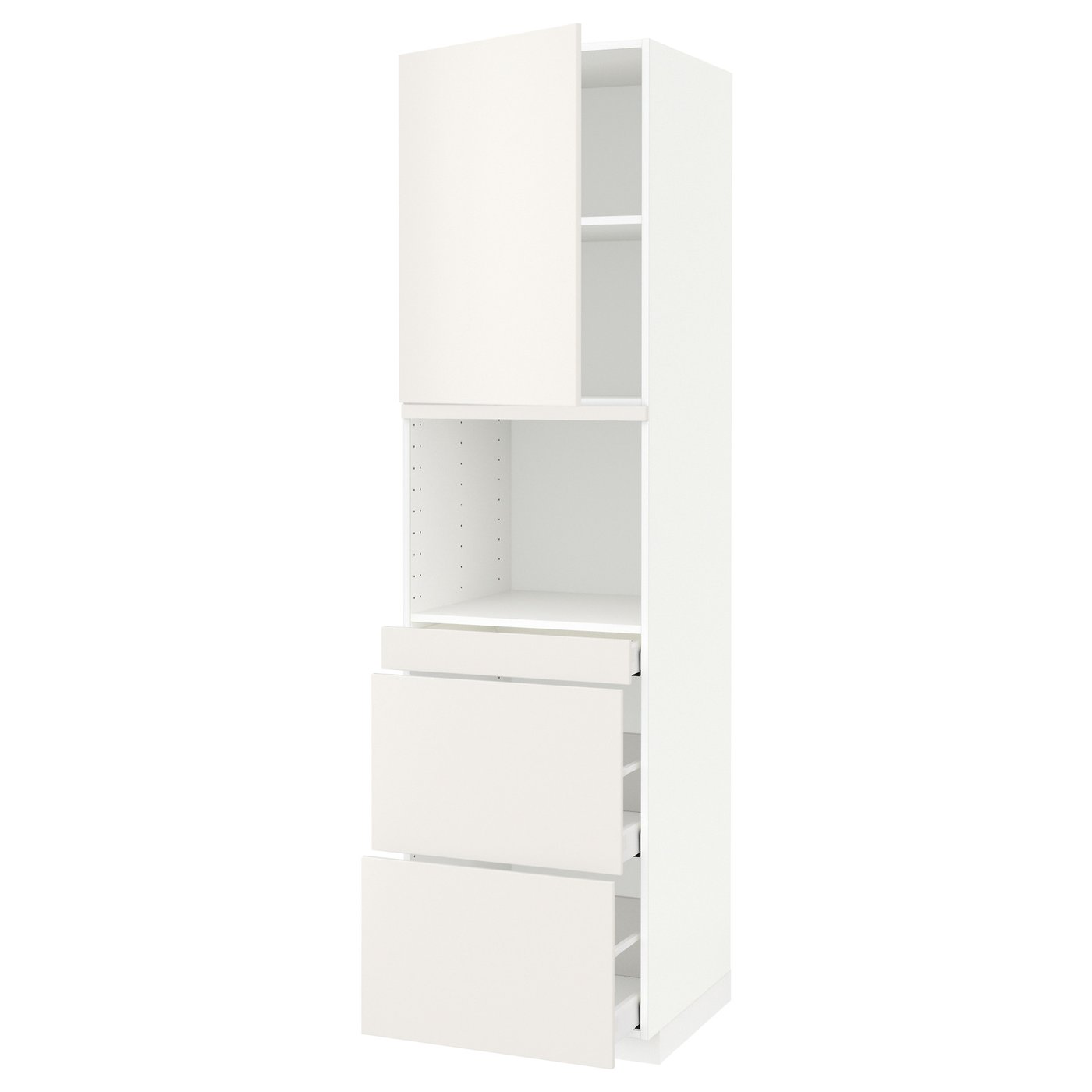 IKEA METOD / MAXIMERA HS f Kombimikro m Tür/3 Schub weiß/Veddinge weiß 60x60x220 cm