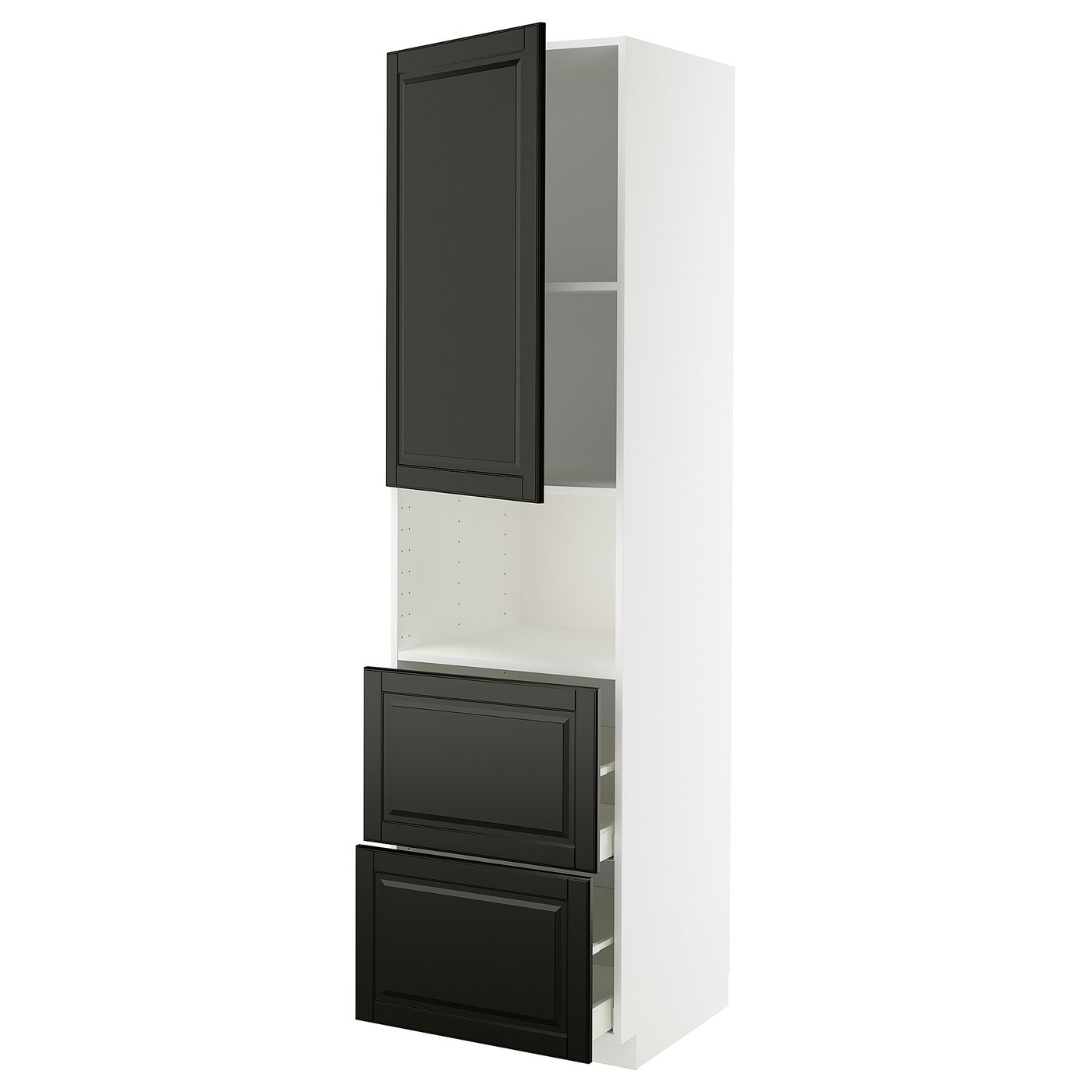 IKEA METOD / MAXIMERA HS f Mikro m Tür/2 Sch weiß/Bodbyn schwarz 60x60x220 cm