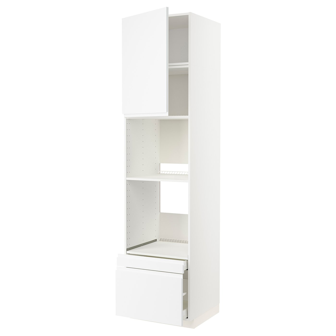 IKEA METOD / MAXIMERA Hs f Ofen/Kombiof m Tür/2 Schubl weiß/Voxtorp matt weiß 60x60x240 cm