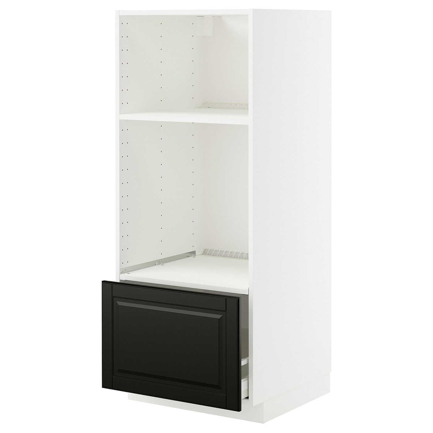 IKEA METOD / MAXIMERA HS f Ofen/Mikro mit Schubl weiß/Bodbyn schwarz