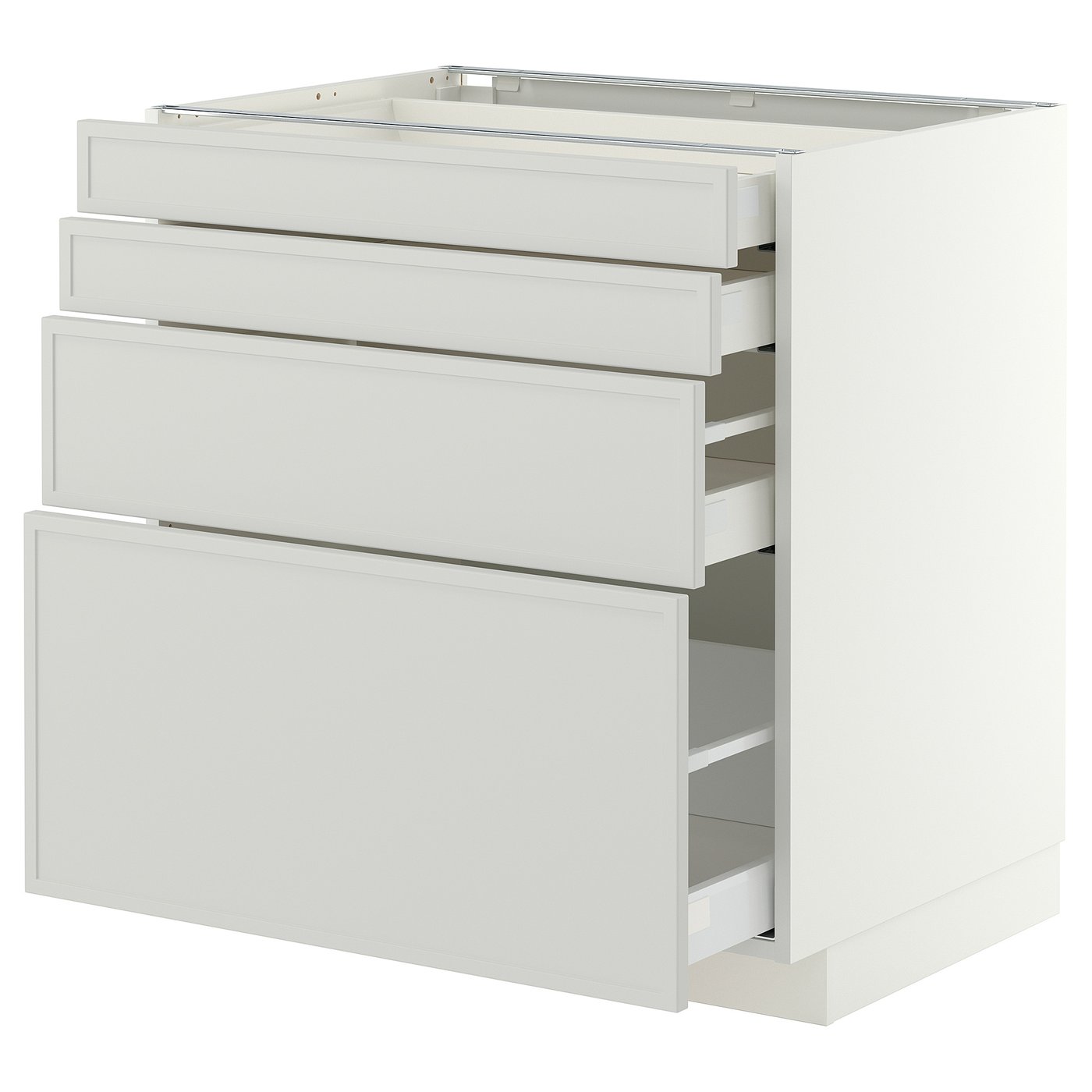 IKEA METOD / MAXIMERA Unterschr., 4 Fronten/4 Schubladen weiß/Aspudden hellgrau 80x60 cm
