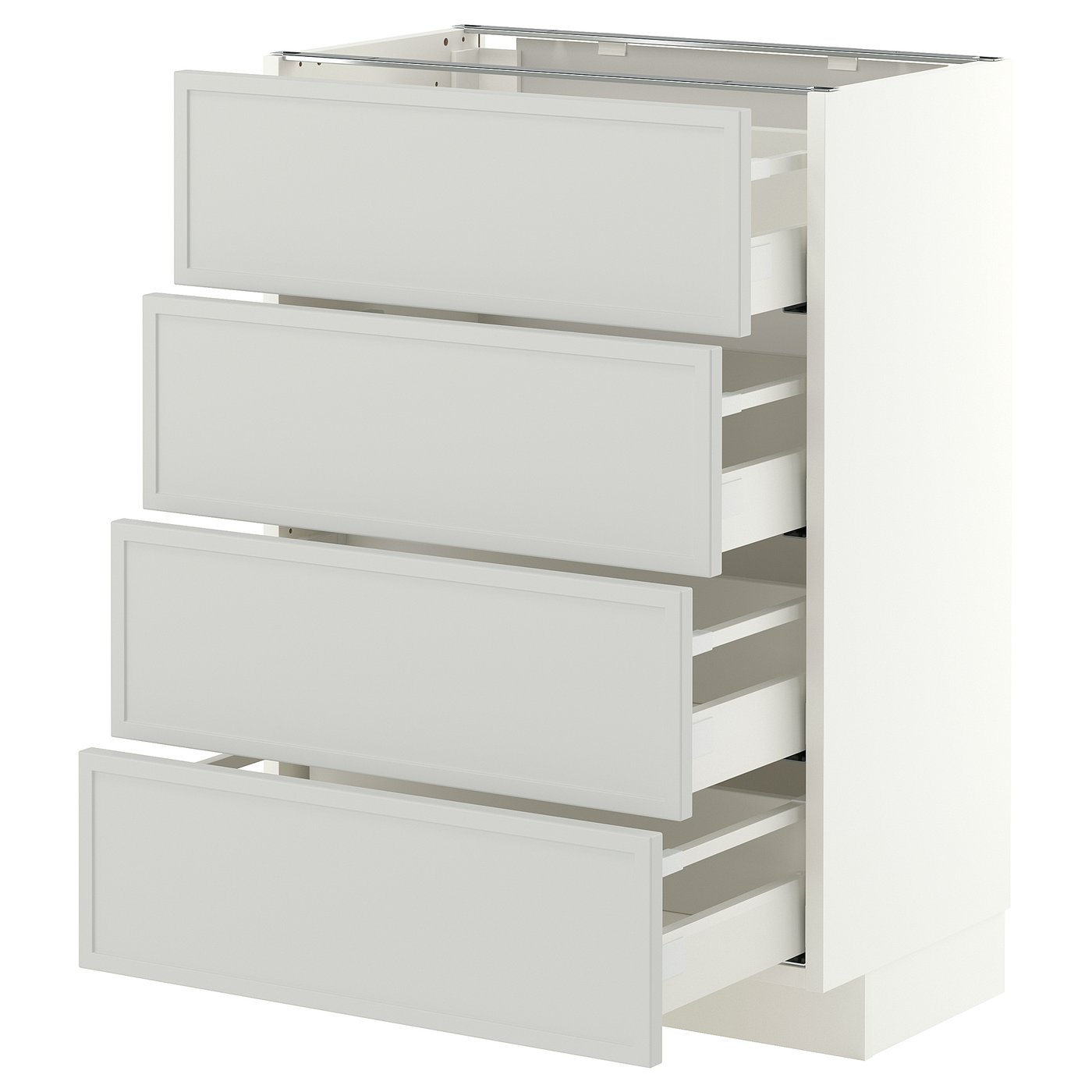 IKEA METOD / MAXIMERA Unterschr., 4 Fronten/4 Schubladen weiß/Aspudden hellgrau 60x37 cm