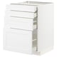 Weißer METOD-Küchenschrank mit Schubladen und Regalen, modernes Design, schlanke Kanten.