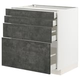 Moderner Küchenschrank in Dunkelgrau mit vier Schubladen, schlankem Design, Ausführung in Zementoptik.