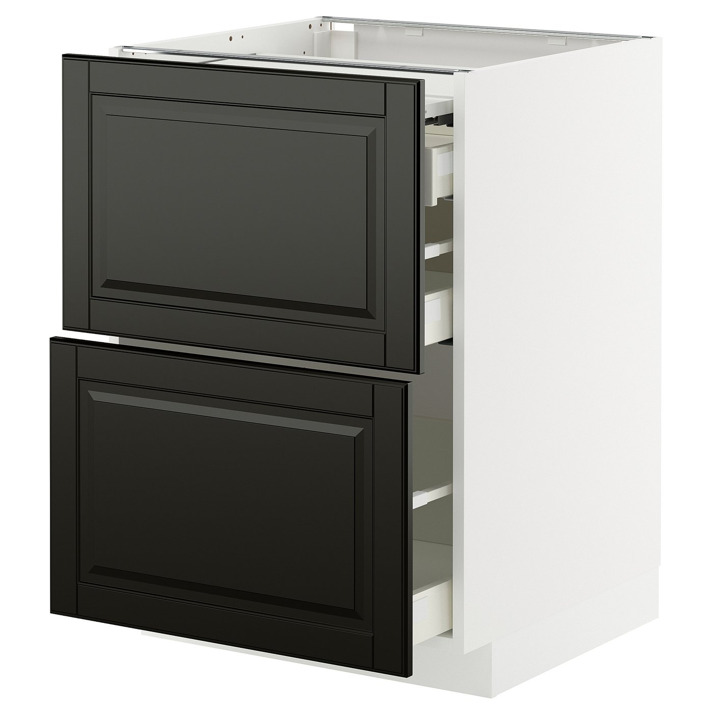 IKEA METOD / MAXIMERA Unterschr auszb Arbeitsfl/3 Schubl weiß/Bodbyn schwarz