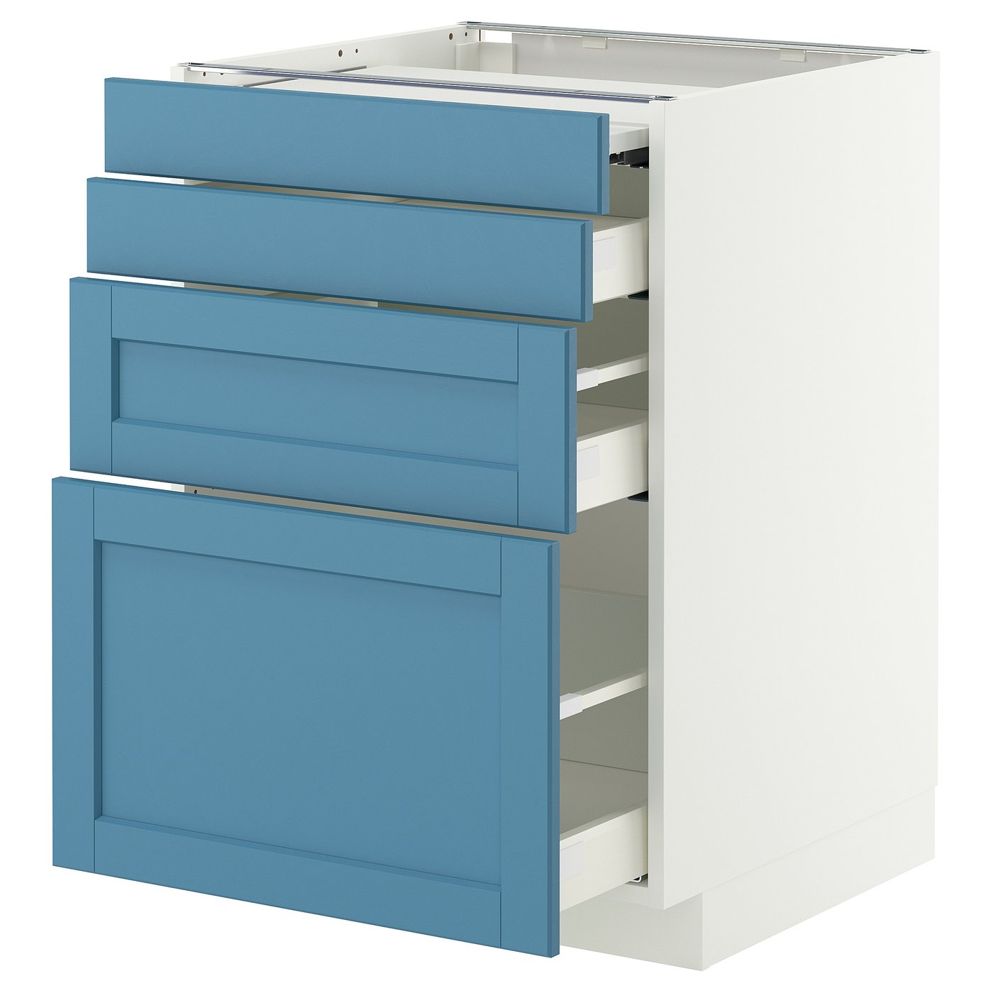 IKEA METOD / MAXIMERA Unterschr auszb Arbeitsfl/3 Schubl weiß/Lerhyttan blau