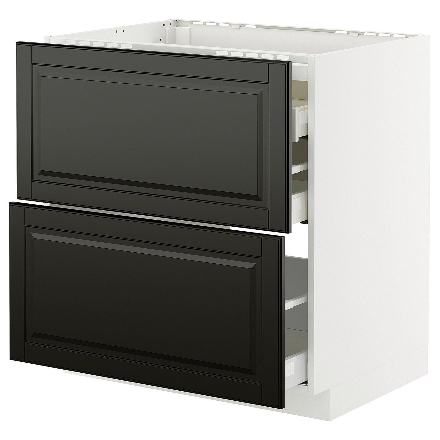 IKEA METOD / MAXIMERA Unterschr.f Kochf/2 Fronten/3 Sch. weiß/Bodbyn schwarz 80x60 cm