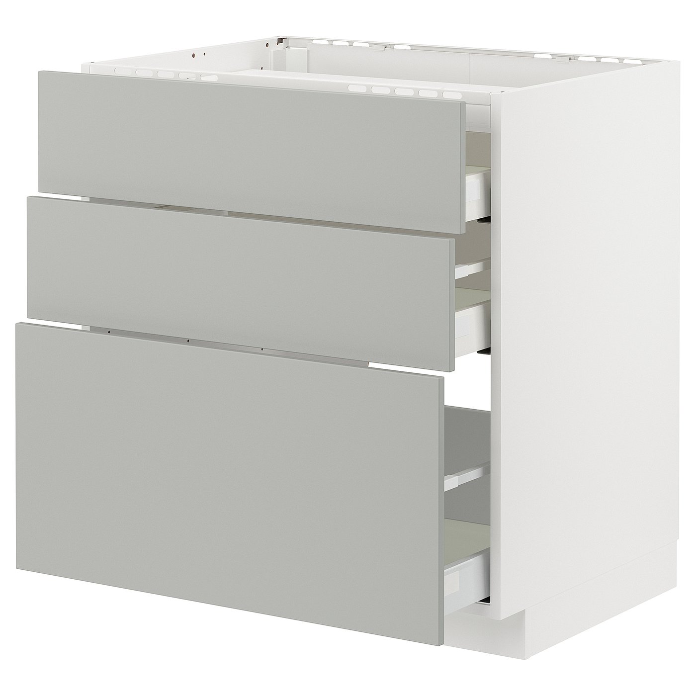 IKEA METOD / MAXIMERA Unterschr.f Kochf/3 Fronten/3Sch. weiß/Havstorp hellgrau 80x60 cm