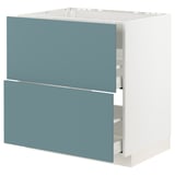 METOD Küchenschrank in Blau, weißer Rahmen, glatte moderne Schubladen.