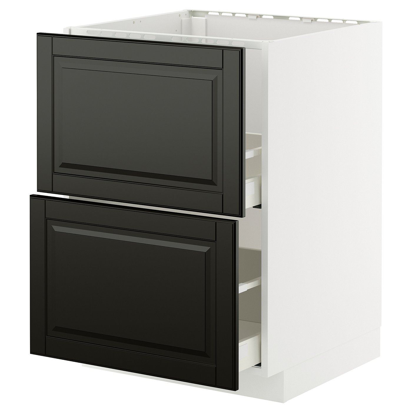 IKEA METOD / MAXIMERA Unterschr. f Spüle/2 Fronten/2Sch. weiß/Bodbyn schwarz 60x60 cm