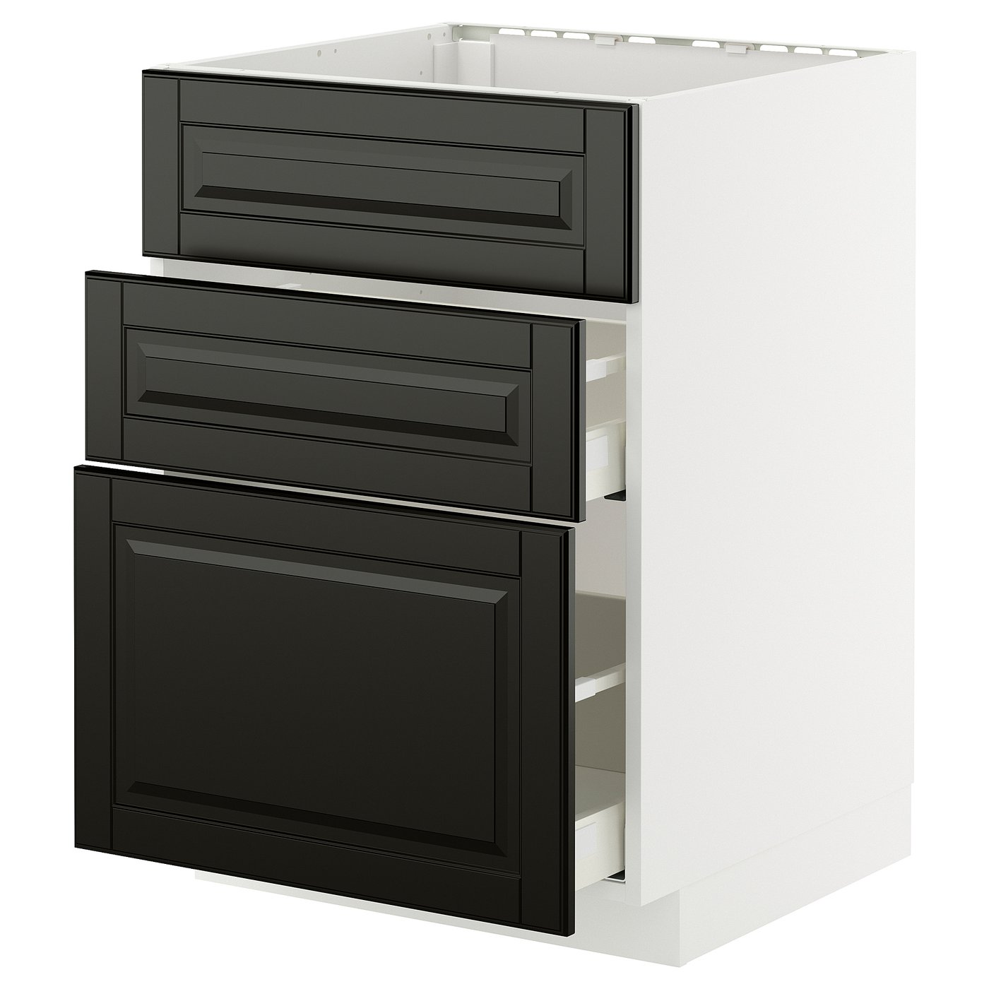 IKEA METOD / MAXIMERA Unterschr. f Spüle/3 Fronten/2Sch. weiß/Bodbyn schwarz 60x60 cm