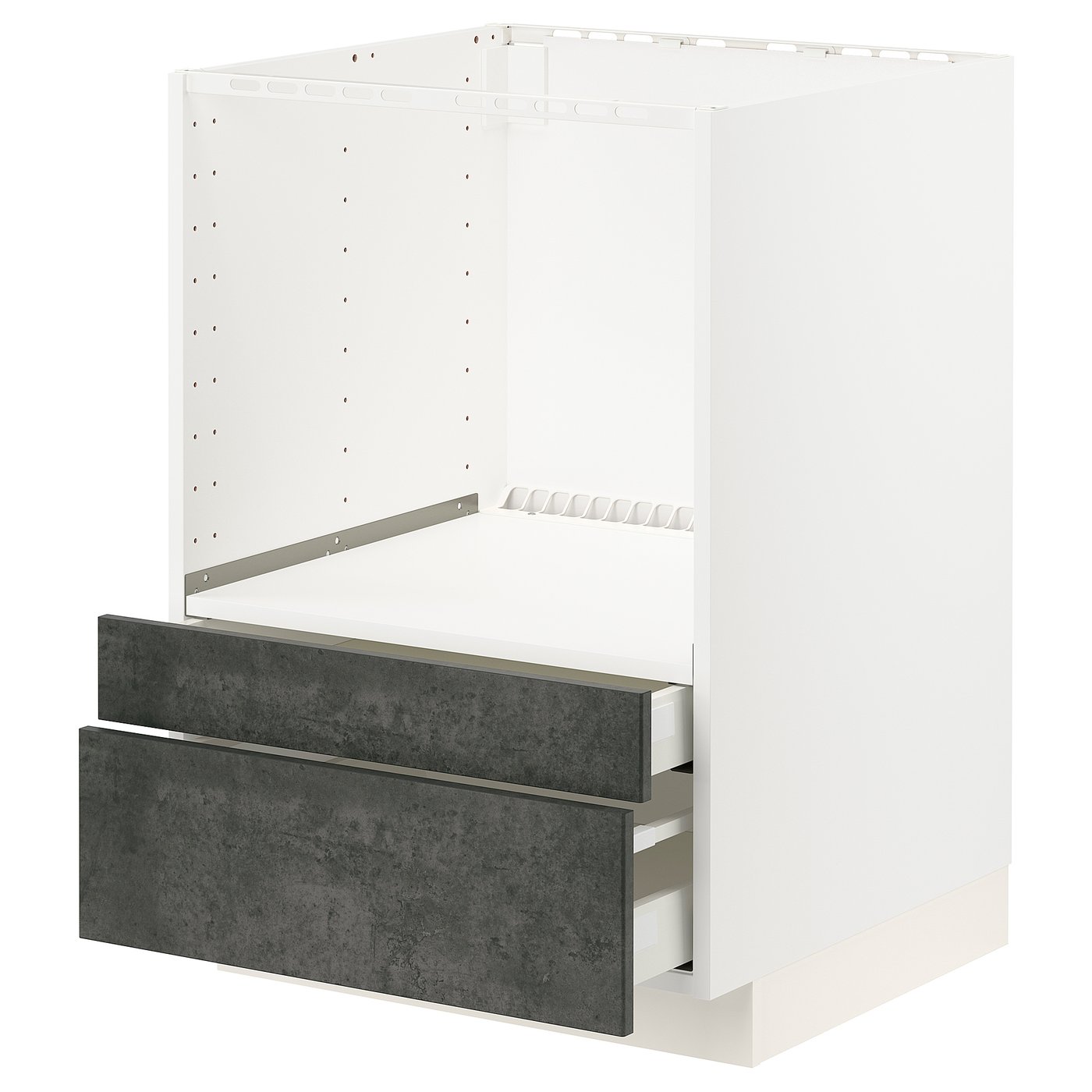 IKEA METOD / MAXIMERA Unterschr. für Kombimikro.+Schubl. weiß/Kalhyttan Betonmuster dunkelgrau