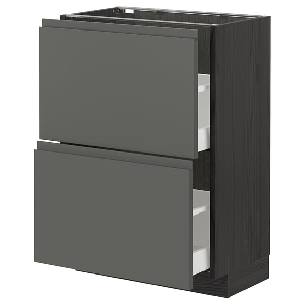 METOD Küchenzeile, dunkelgrau mit zwei Schubladen, modern & robust, 18mm stark.