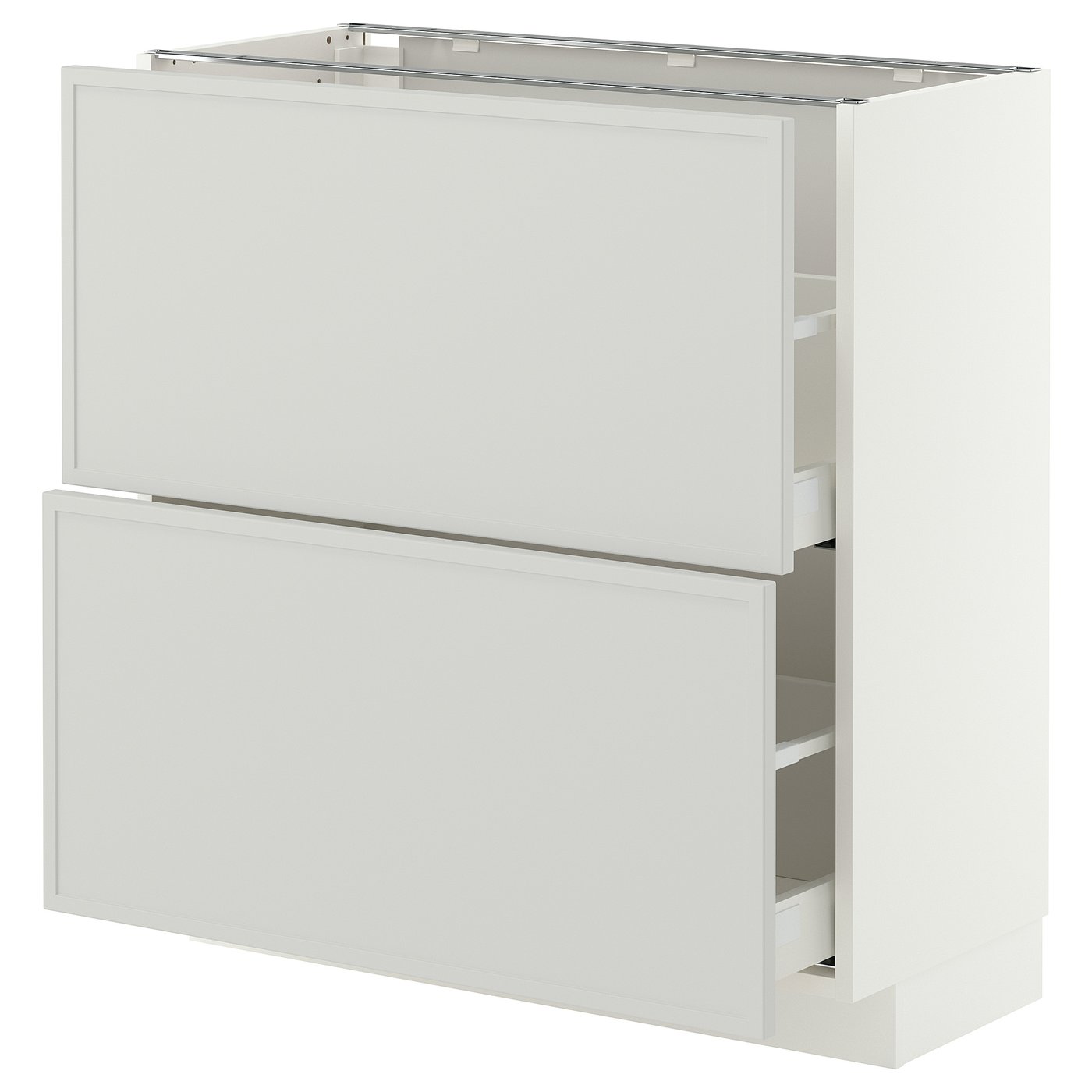 IKEA METOD / MAXIMERA Unterschrank mit 2 Schubladen weiß/Aspudden hellgrau 80x37 cm