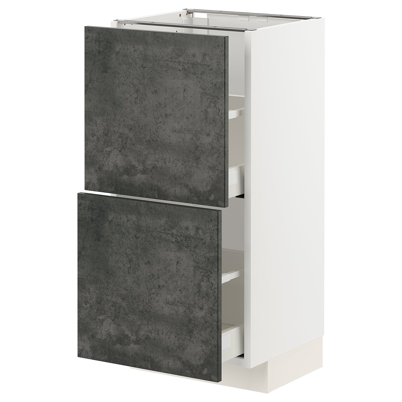 IKEA METOD / MAXIMERA Unterschrank mit 2 Schubladen weiß/Kalhyttan Betonmuster dunkelgrau 40x37 cm
