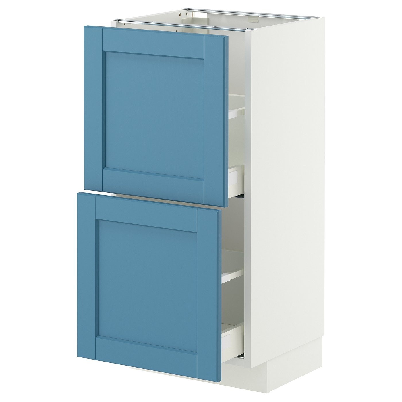 IKEA METOD / MAXIMERA Unterschrank mit 2 Schubladen weiß/Lerhyttan blau 40x37 cm