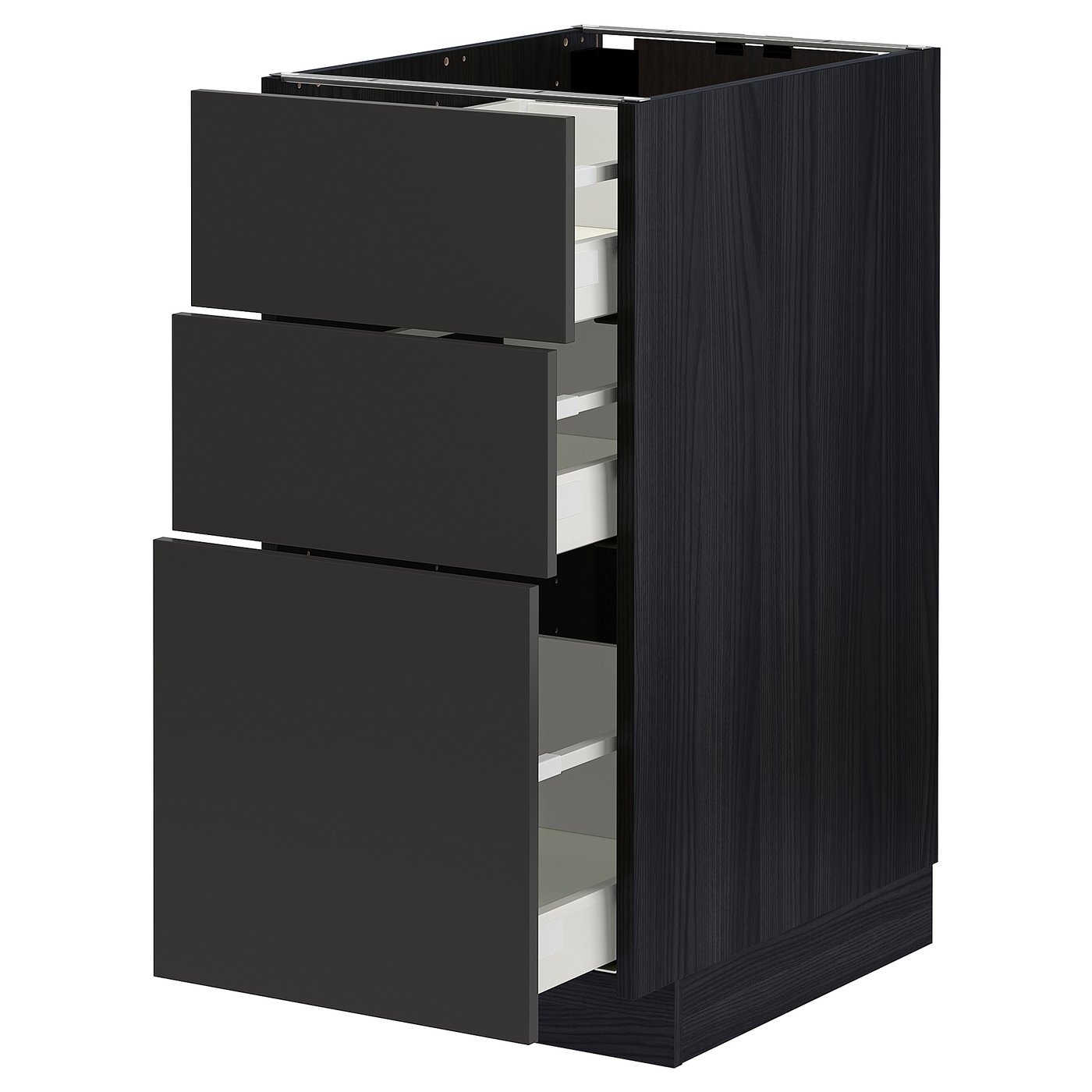 IKEA METOD / MAXIMERA Unterschrank mit 3 Schubladen schwarz/Nickebo matt anthrazit 40x60 cm
