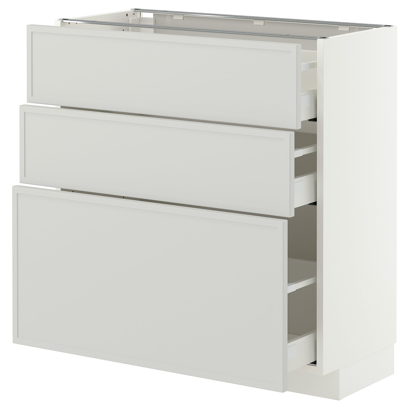 IKEA METOD / MAXIMERA Unterschrank mit 3 Schubladen weiß/Aspudden hellgrau 80x37 cm