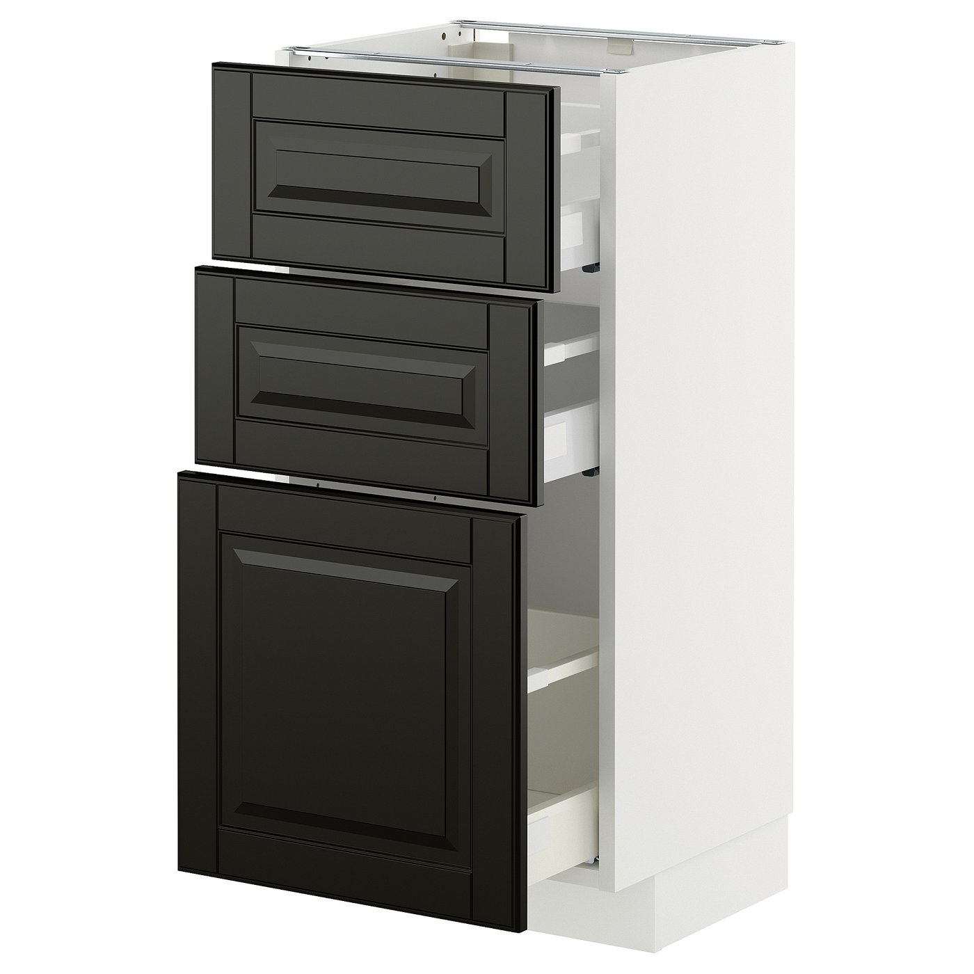 IKEA METOD / MAXIMERA Unterschrank mit 3 Schubladen weiß/Bodbyn schwarz 40x37 cm