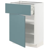 METOD Küchenzeile: weiße & türkisfarbene Schubladen, rechteckig, modernes Design.