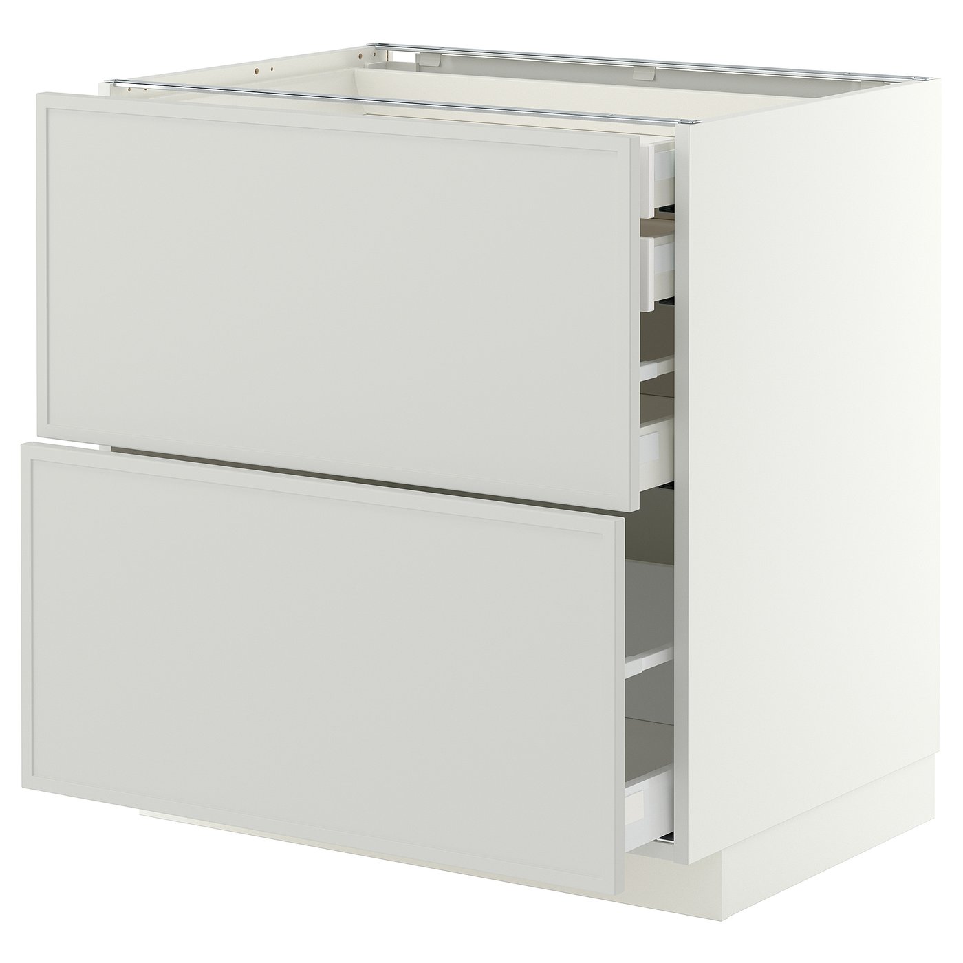 IKEA METOD / MAXIMERA Uschr 2 Fr/2 ni+1 haho+1 ho Sch weiß/Aspudden hellgrau 80x60 cm