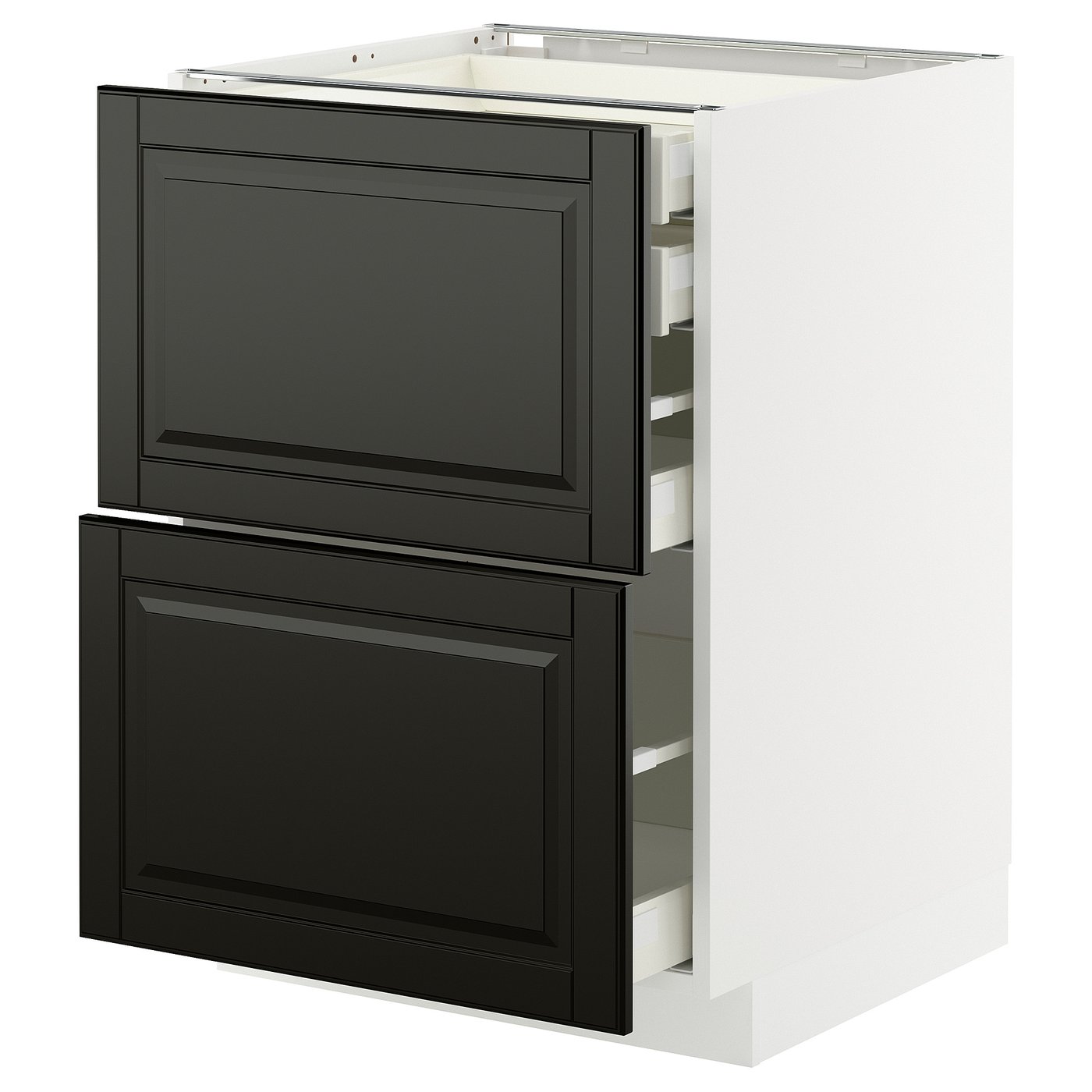 IKEA METOD / MAXIMERA Uschr 2 Fr/2 ni+1 haho+1 ho Sch weiß/Bodbyn schwarz 60x60 cm