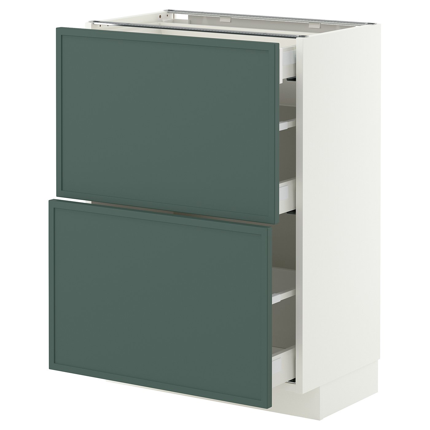 IKEA METOD / MAXIMERA Uschr 2 Fr/3 Sch weiß/Aspudden dunkel graugrün 60x37 cm