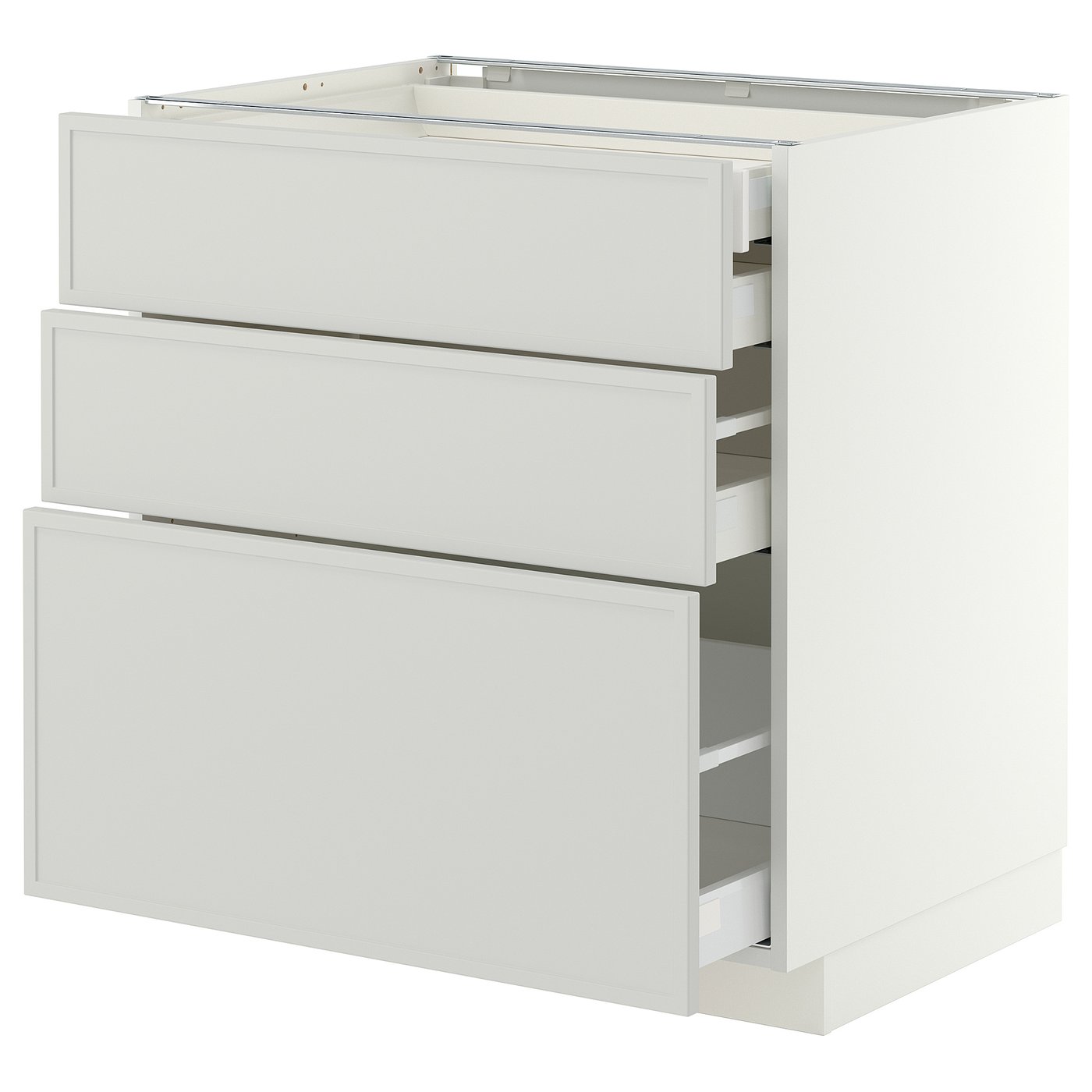 IKEA METOD / MAXIMERA Uschr 3 Fr/2 ni+1 haho+1 ho Sch weiß/Aspudden hellgrau 80x60 cm