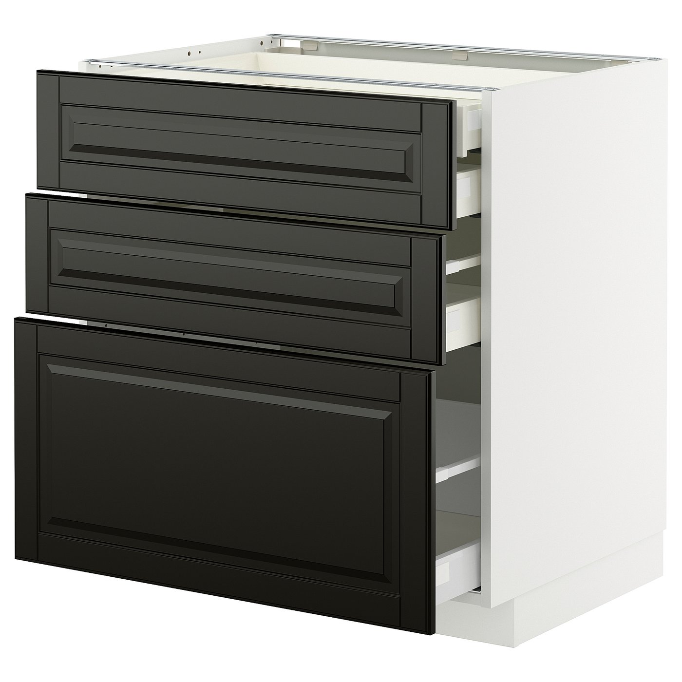 IKEA METOD / MAXIMERA Uschr 3 Fr/2 ni+1 haho+1 ho Sch weiß/Bodbyn schwarz 80x60 cm