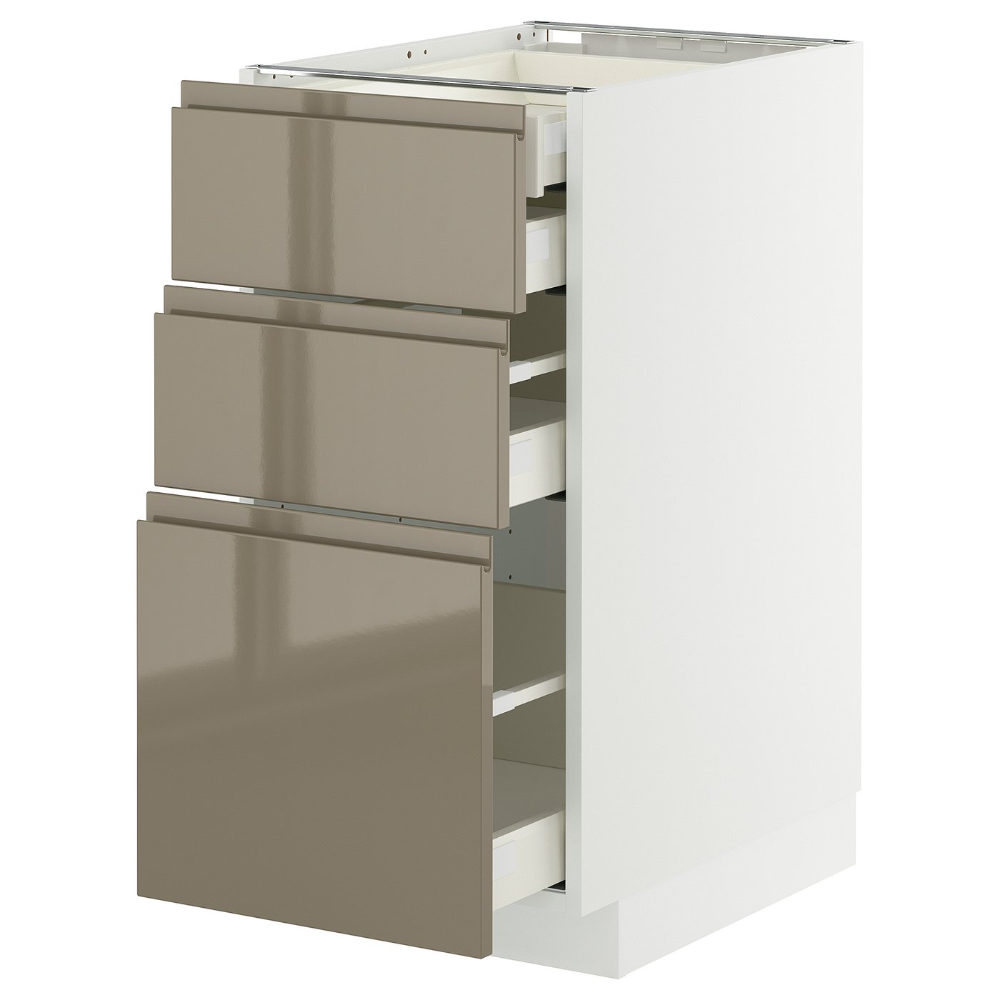 IKEA METOD / MAXIMERA Uschr 3 Fr/2 ni+1 haho+1 ho Sch weiß/Voxtorp Hochglanz dunkel graubraun 40x60 cm