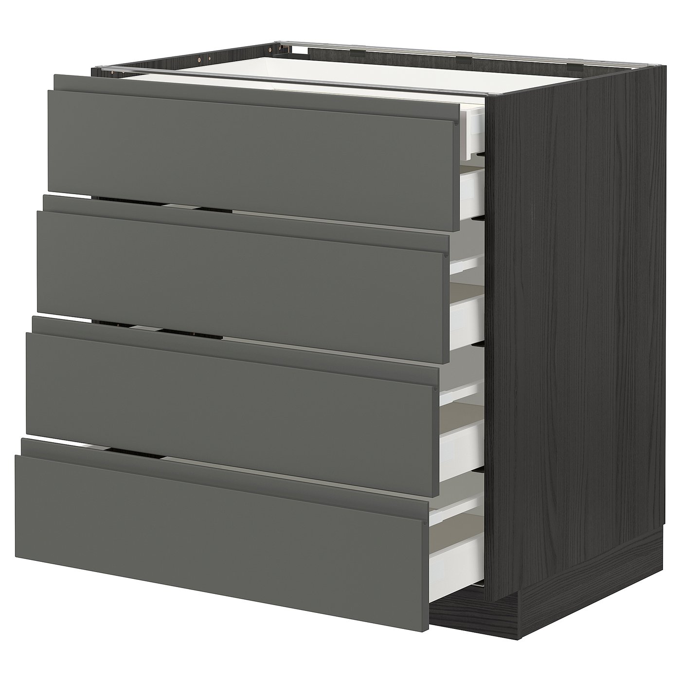 IKEA METOD / MAXIMERA Uschr 4 Fr/2 Sch/3 haho Sch schwarz/Voxtorp dunkelgrau 80x60 cm