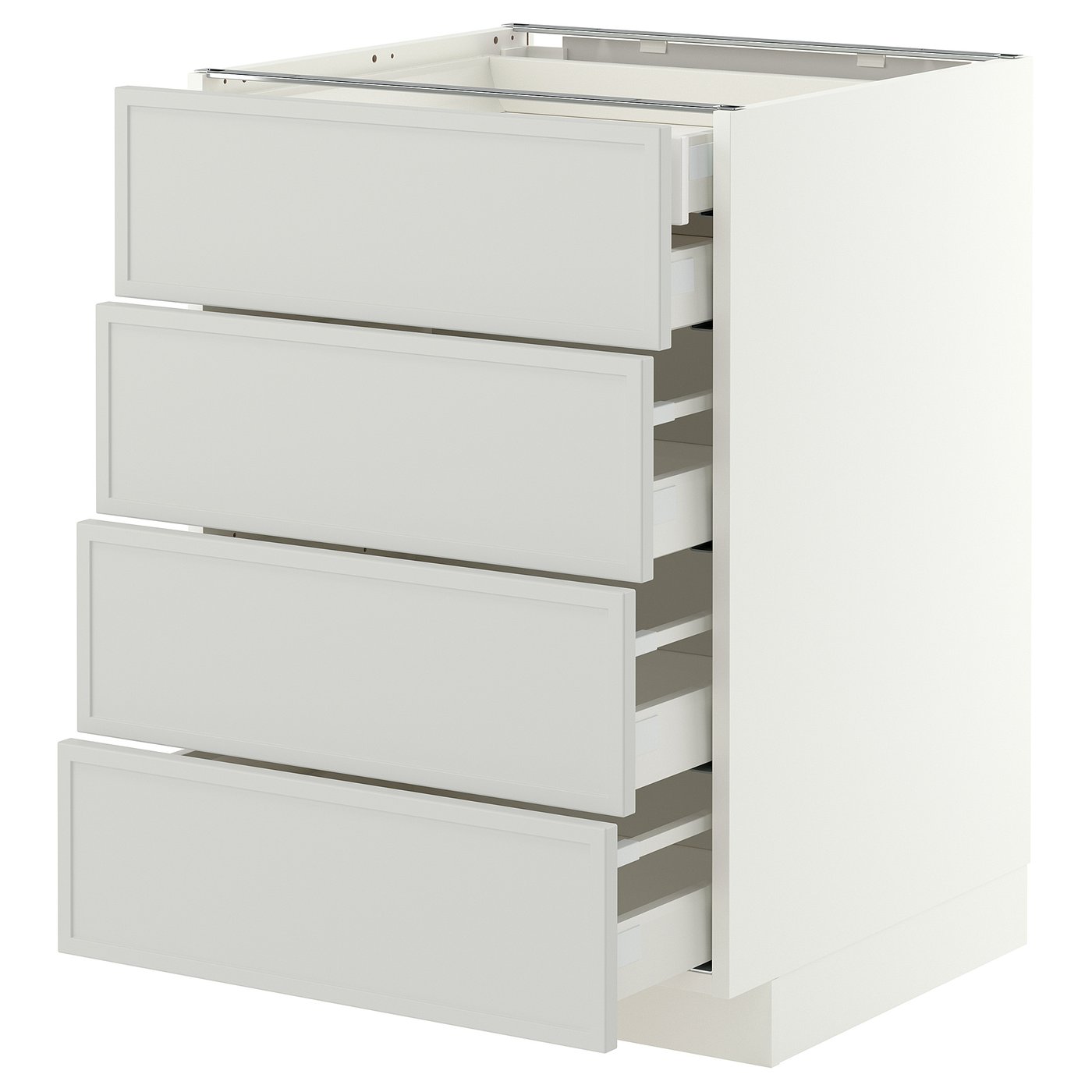 IKEA METOD / MAXIMERA Uschr 4 Fr/2 Sch/3 haho Sch weiß/Aspudden hellgrau 60x60 cm