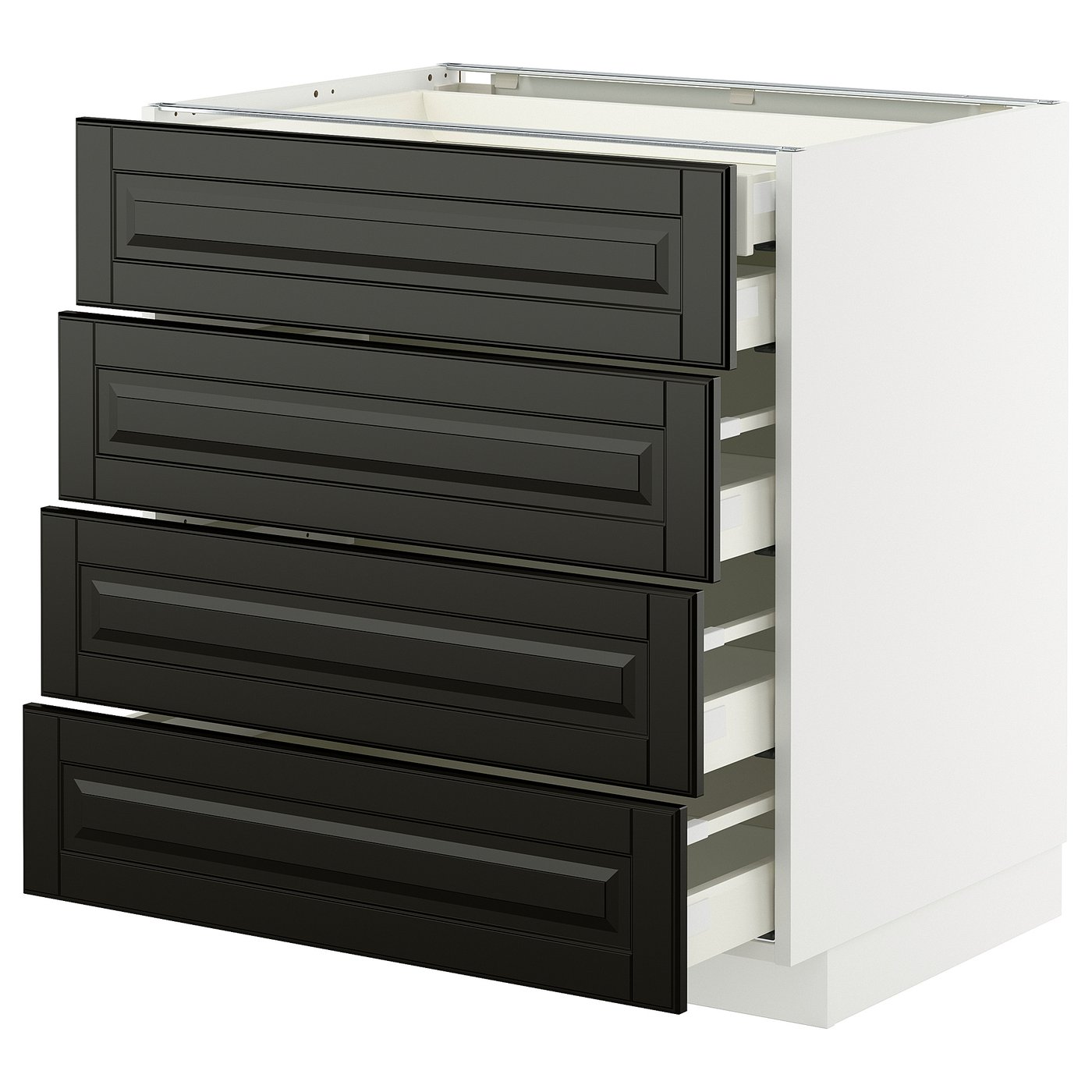 IKEA METOD / MAXIMERA Uschr 4 Fr/2 Sch/3 haho Sch weiß/Bodbyn schwarz 80x60 cm