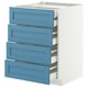 Weißer und blauer Schubladenschrank, vier Schubladen, glatte Oberfläche, modernes Design.