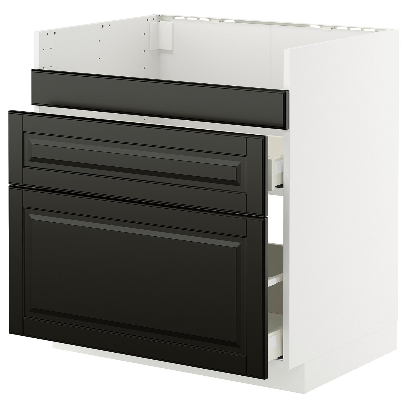 IKEA METOD / MAXIMERA Uschr. f HAVSEN Spüle/3 Fro/3 Schub weiß/Bodbyn schwarz 80x60 cm