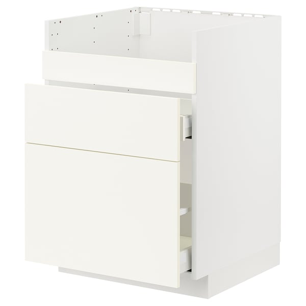 METOD weißer Küchenschrank, modernes Design mit glatten Schubladen, langlebige Spanplattenkonstruktion.