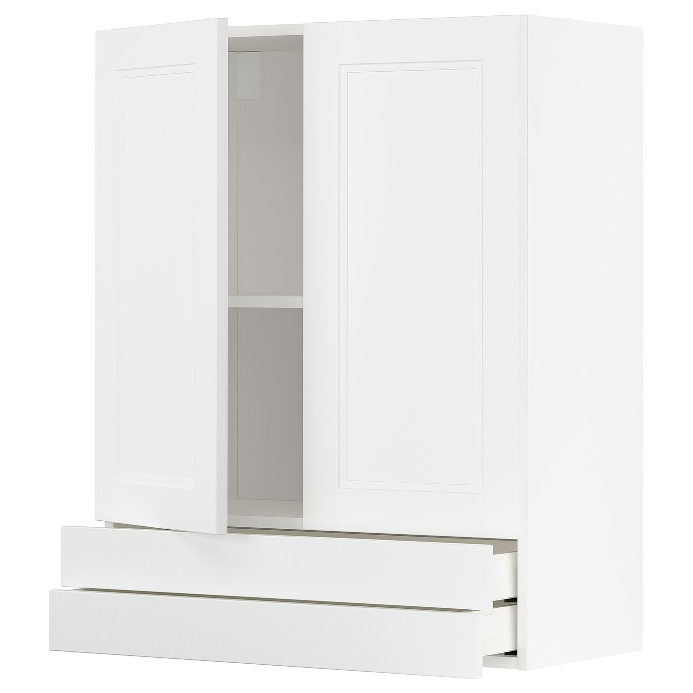 IKEA METOD / MAXIMERA Wandschrank mit 2 Türen/2 Schubl. weiß/Axstad matt weiß 80x100 cm