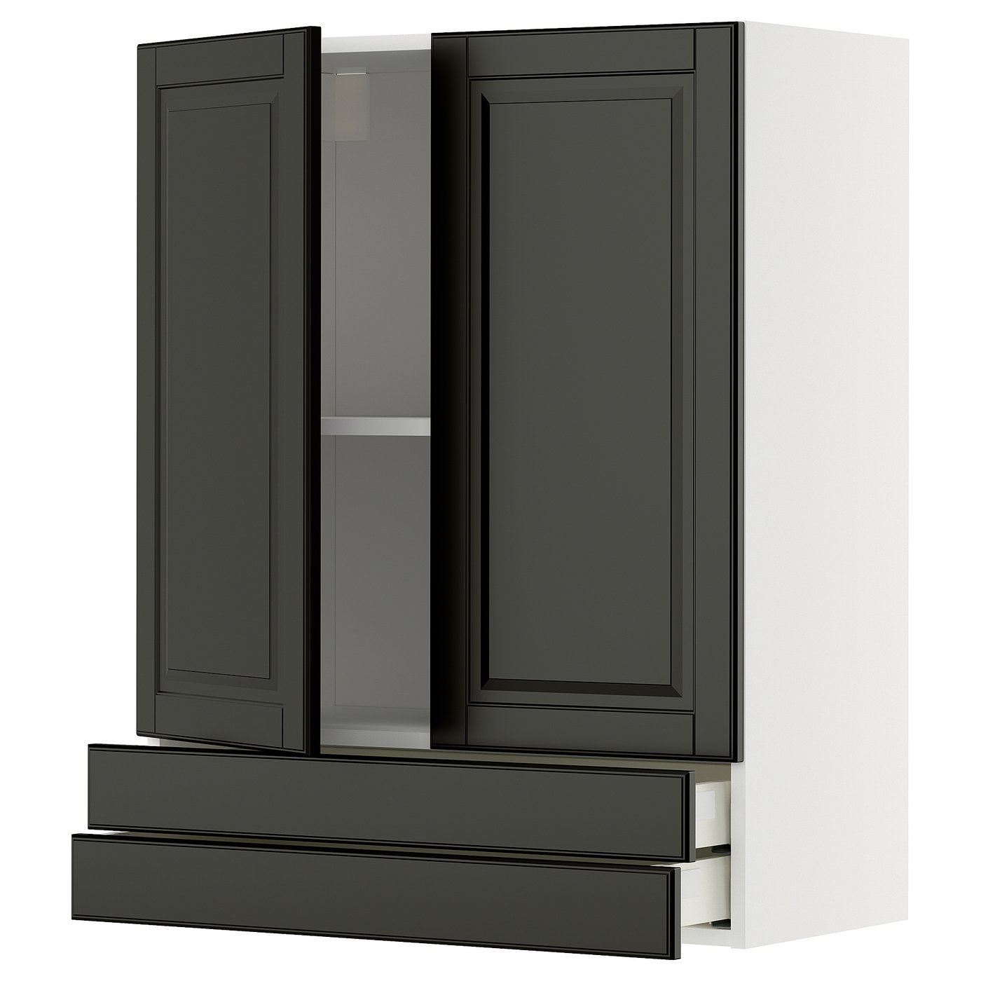 IKEA METOD / MAXIMERA Wandschrank mit 2 Türen/2 Schubl. weiß/Bodbyn schwarz 80x100 cm