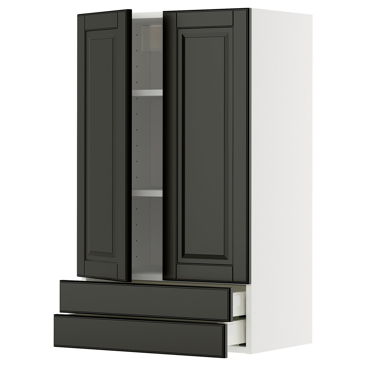 IKEA METOD / MAXIMERA Wandschrank mit 2 Türen/2 Schubl. weiß/Bodbyn schwarz 60x100 cm