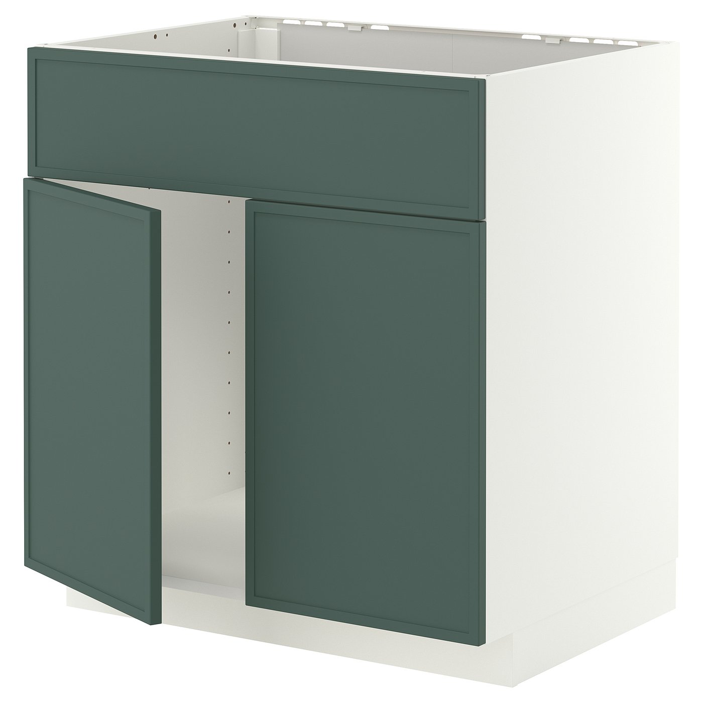 IKEA METOD Unterschr f Spüle+2 Türen/Front weiß/Aspudden dunkel graugrün
