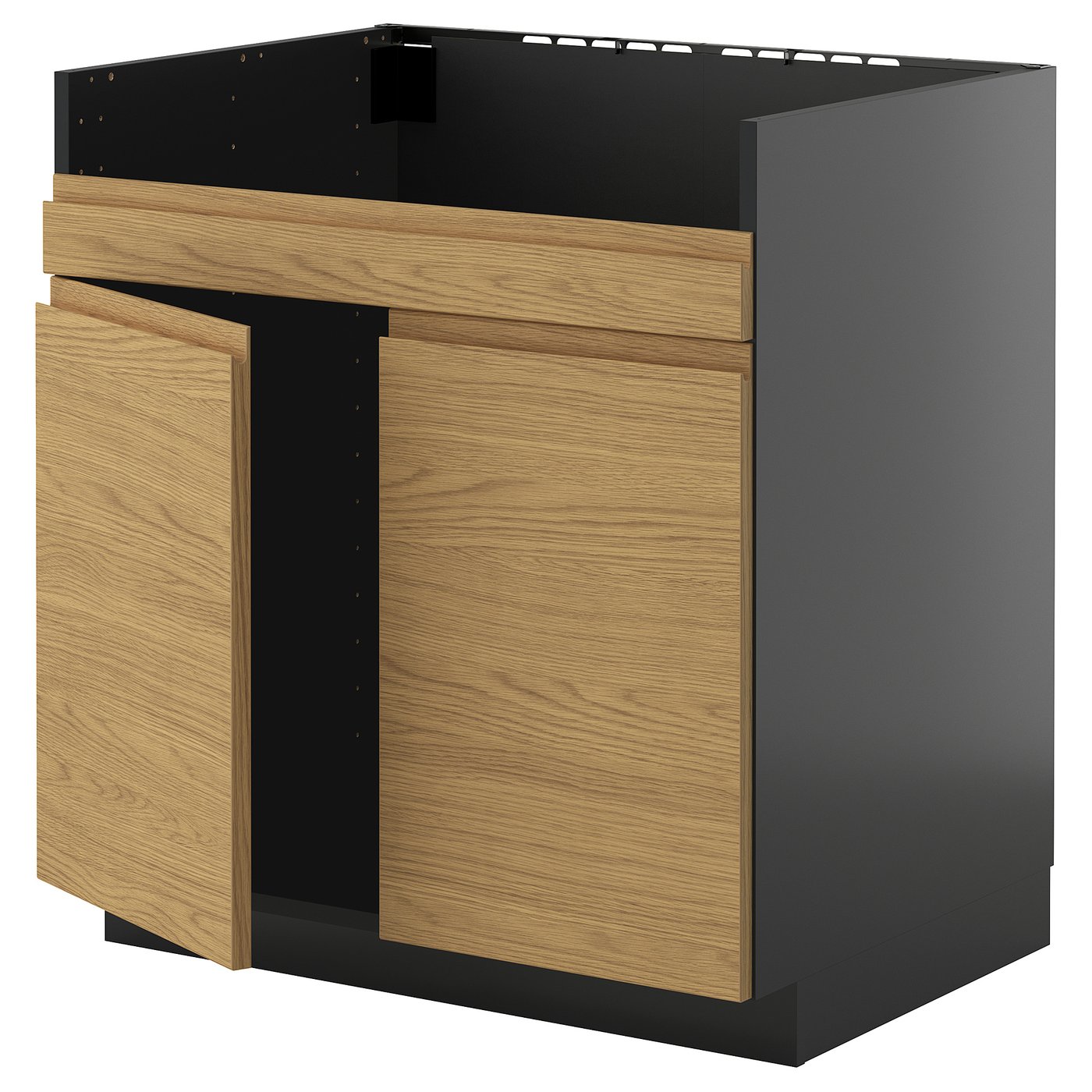 IKEA METOD Unterschrank f HAVSEN Spüle 2 schwarzgrau/Voxtorp Eichenachbildung