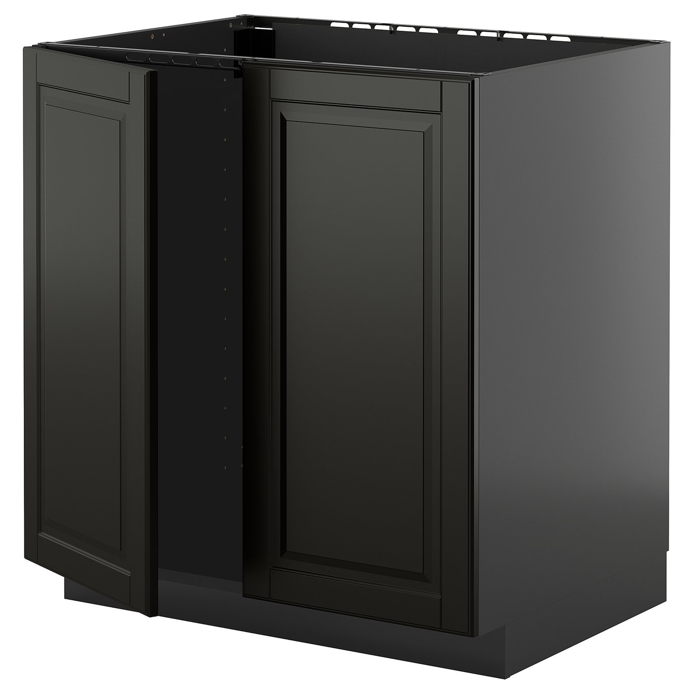 IKEA METOD Unterschrank für Spüle + 2 Türen schwarzgrau/Bodbyn schwarz 80x60 cm