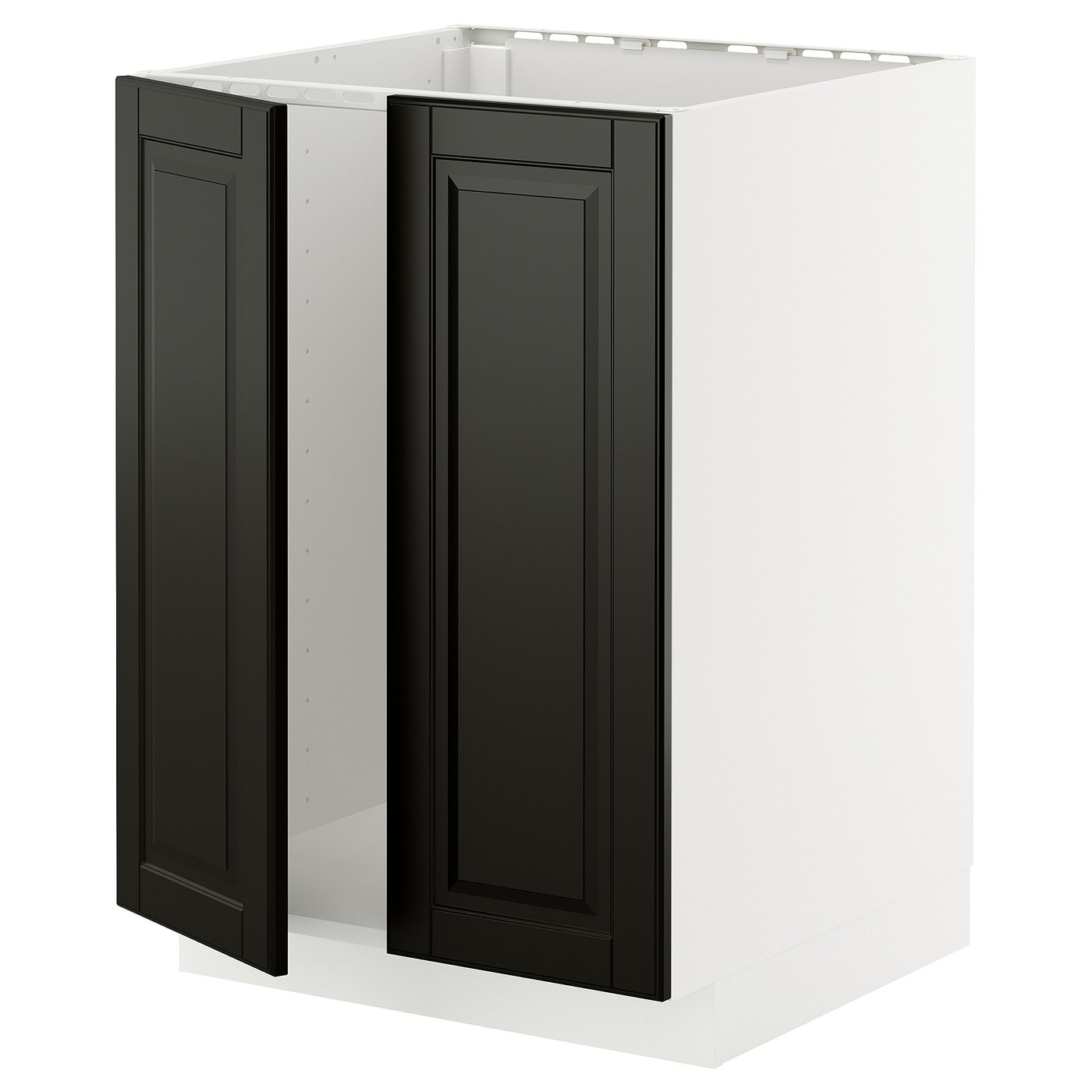 IKEA METOD Unterschrank für Spüle + 2 Türen weiß/Bodbyn schwarz 60x60 cm