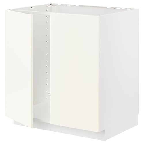 METOD Unterschrank für Spüle + 2 Türen, weiß/Vallstena weiß, 80x60 cm IKEA Deutschland