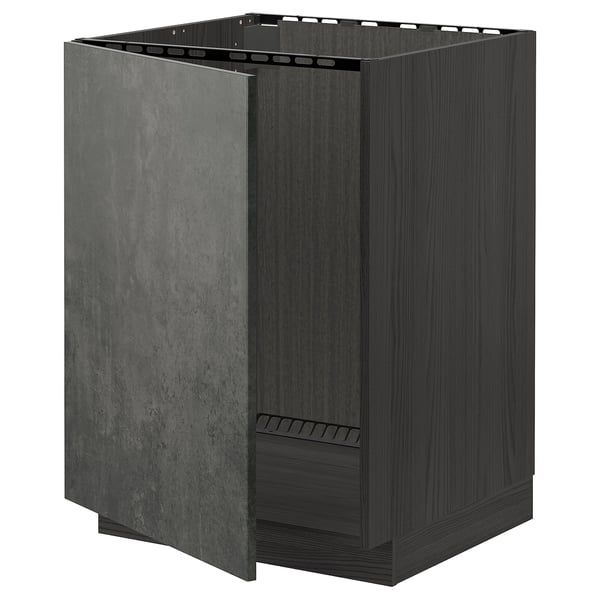 METOD Küchenschrank, dunkelgraue Betonoptik, rechteckig, modern, urbaner Look.